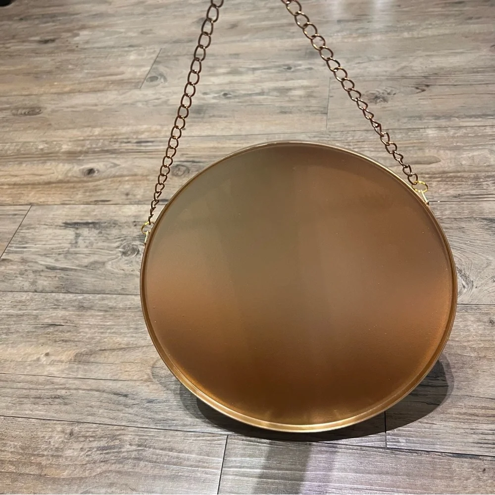 Nordic Round Gold Hanging Mirror Metal Frame Gold Decorative Wall Glass Decor